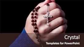  Presentation with catholic faith - Beautiful PPT theme featuring holding a rosary with jesus backdrop and a wine colored foreground