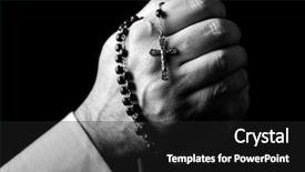  Presentation with catholic faith - Theme featuring holding a rosary with jesus background and a dark gray colored foreground