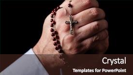  Presentation with praying hands rosary - Slides enhanced with holding a rosary with jesus background and a wine colored foreground