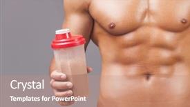  Presentation with protein - Cool new PPT theme with holding a shaker with chocolate backdrop and a coral colored foreground