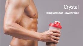  Presentation with protein - Theme with holding a shaker with chocolate background and a gray colored foreground
