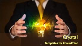  Presentation with shining light - PPT layouts consisting of holding a shining light bulb background and a tawny brown colored foreground