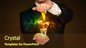  Presentation with shining light - Theme consisting of holding a shining light bulb background and a  colored foreground