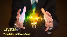  Presentation with shining light - Cool new slide deck with holding a shining light bulb backdrop and a wine colored foreground