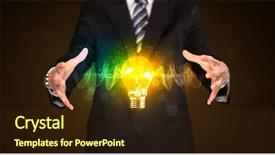  Presentation with shining light - Slide deck having holding a shining light bulb background and a  colored foreground