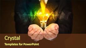  Presentation with shining light - Cool new PPT theme with holding a shining light bulb backdrop and a  colored foreground