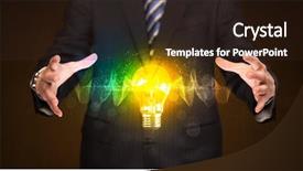  Presentation with shining light - Presentation design having holding a shining light bulb background and a wine colored foreground