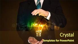  Presentation with shining light - Presentation consisting of holding a shining light bulb background and a tawny brown colored foreground