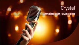  Presentation with retro - PPT layouts consisting of holding a single retro microphone background and a wine colored foreground