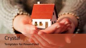  Presentation with nurse and patient holding hands - Slide deck consisting of holding a small new house background and a red colored foreground