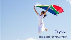  Presentation with indian flag - Amazing PPT theme having holding a south african flag backdrop and a sky blue colored foreground
