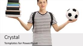  Presentation with tan book stack stacks of books - PPT layouts consisting of holding a stack of book background and a light gray colored foreground