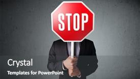  Presentation with stop - Presentation design having holding a stop sign background and a dark gray colored foreground