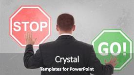  Presentation with stop - PPT theme consisting of holding a stop sign background and a dark gray colored foreground