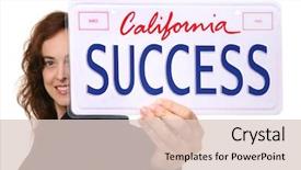  Presentation with success business - Presentation theme enhanced with woman holding a success license background and a lemonade colored foreground