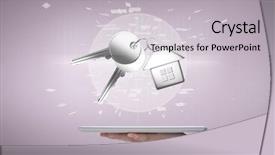  Presentation with older person holding pills - Colorful PPT theme enhanced with holding a tablet with key backdrop and a light gray colored foreground