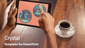  Presentation with award winning - Theme enhanced with holding a tablet with travel background and a violet colored foreground