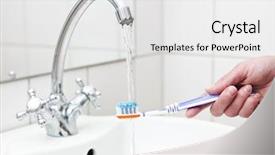  Presentation with toothpaste - Beautiful presentation theme featuring holding a toothbrush with toothpaste backdrop and a white colored foreground