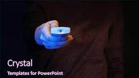  Presentation with trophy award hand holding - Colorful PPT layouts enhanced with holding a tv remote control backdrop and a  colored foreground