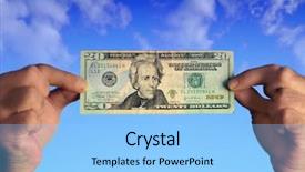  Presentation with two people holding hands - Colorful slide deck enhanced with holding a twenty dollar bill backdrop and a light blue colored foreground