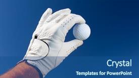  Presentation with deep blue - Theme having holding a white golf ball background and a ocean colored foreground