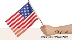  Presentation with grave marker american flag - PPT layouts having holding american flag on white background and a lemonade colored foreground