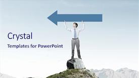  Presentation with hands holding - Presentation having holding an arrow with two background and a sky blue colored foreground