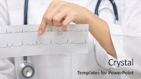  Presentation with female - Slides consisting of holding an electrocardiogram on light background and a light gray colored foreground