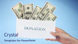  Presentation with envelope - Audience pleasing PPT theme consisting of s hand holding an envelope backdrop and a sky blue colored foreground