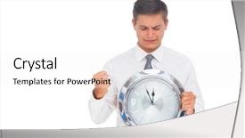  Presentation with clock - Presentation theme enhanced with holding and looking at clock background and a white colored foreground