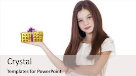  Presentation with happy birthday - Theme with holding and offering a gift background and a lemonade colored foreground