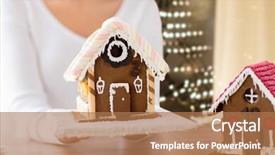  Presentation with gingerbread house - Theme with holding and showing gingerbread house background and a coral colored foreground