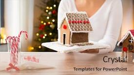  Presentation with gingerbread house - Amazing presentation theme having holding and showing gingerbread house backdrop and a coral colored foreground
