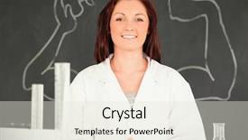  Presentation with trophy award hand holding - PPT theme having scients - graphic image of hand holding background and a  colored foreground