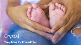  Presentation with hands heart - Cool new presentation design with holding baby feet with heart backdrop and a teal colored foreground