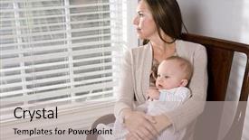  Presentation with mother baby animation - Slide deck consisting of holding baby in rocking chair background and a mint green colored foreground