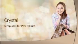  Presentation with woman pushing shopping trolley - Slide set featuring holding bags at a mall background and a lemonade colored foreground