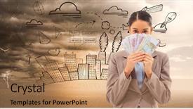  Presentation with fog computing - Cool new theme with fog computing - portrait of a greedy businesswoman backdrop and a coral colored foreground