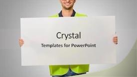  Presentation with safety - Audience pleasing presentation design consisting of holding banner on grey background backdrop and a light gray colored foreground