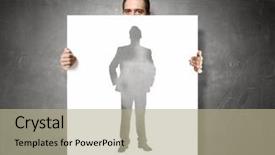 Presentation with business challenge businessman entrance maze - Theme enhanced with holding banner with business leadership background and a  colored foreground