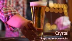  Presentation with bartender - Amazing slide set having bartender holding beer glass backdrop and a tawny brown colored foreground