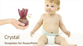  Presentation with 2nd birthday for baby boy - Slide set consisting of holding beetroot isolated on white background and a lemonade colored foreground