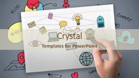  Presentation with art lines - PPT theme having holding black crayon against dark background and a lemonade colored foreground