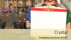  Presentation with dry erase board - Audience pleasing theme consisting of holding blank dry erase board backdrop and a blonde colored foreground