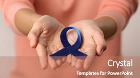  Presentation with colon - Audience pleasing theme consisting of holding blue ribbon colon cancer backdrop and a coral colored foreground