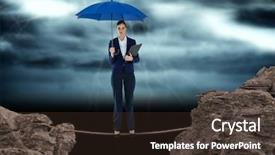  Presentation with digital earth abstract blue - Presentation theme featuring holding blue umbrella against cloud background and a tawny brown colored foreground