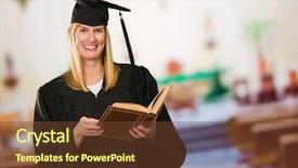  Presentation with happy smiling woman dental health - Audience pleasing slides consisting of holding book at an assembly backdrop and a  colored foreground