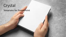  Presentation with blank - Presentation having holding book with blank cover background and a light gray colored foreground