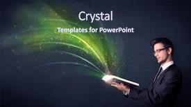  Presentation with book - Beautiful presentation design featuring holding book with green wave backdrop and a wine colored foreground