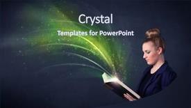  Presentation with book - Slide set featuring holding book with green wave background and a  colored foreground